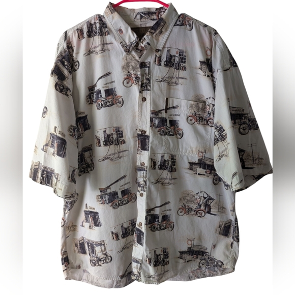 North River Men's Vintage Print Shirt XL - Cream - Picture 1 of 6